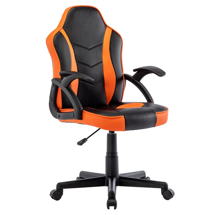 Кресло компьютерное BRABIX "Shark GM-203", экокожа, черное/оранжевое, 532513 532513