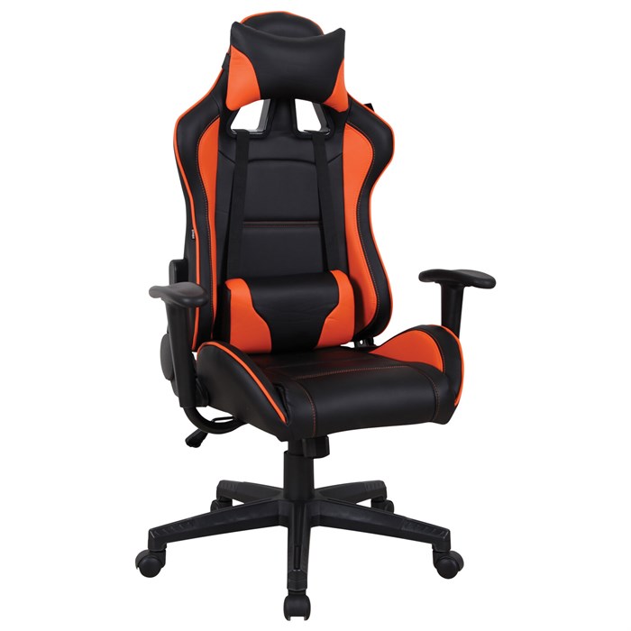 Кресло компьютерное BRABIX "GT Racer GM-100", две подушки, экокожа, черное/оранжевое, 531925 531925