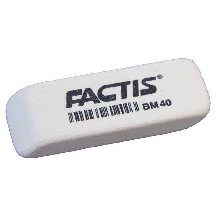 Ластик FACTIS BM 40 (Испания), 52х20х7 мм, белый, прямоугольный, скошенные края, CNFBM40 220908