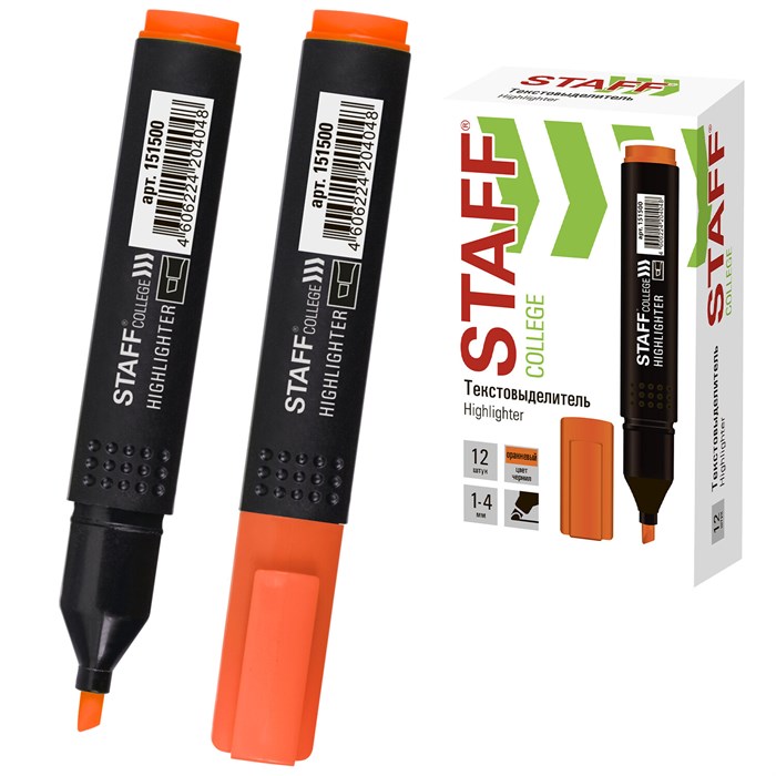 Текстовыделитель STAFF College "STICK HL-497", ОРАНЖЕВЫЙ, 1-4 мм, 151500 151500