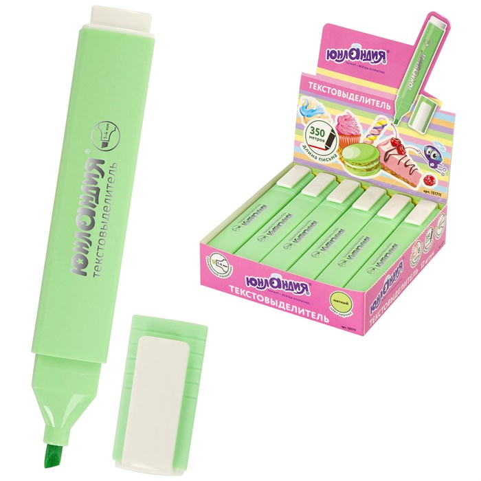 Текстовыделитель ЮНЛАНДИЯ "COLORSTAR PASTEL", МЯТА, линия 1-4 мм, 151711 151711