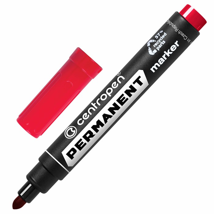 Маркер перманентный CENTROPEN 8566, КРАСНЫЙ, круглый наконечник, 2,5 мм, 5 8566 0104 150062