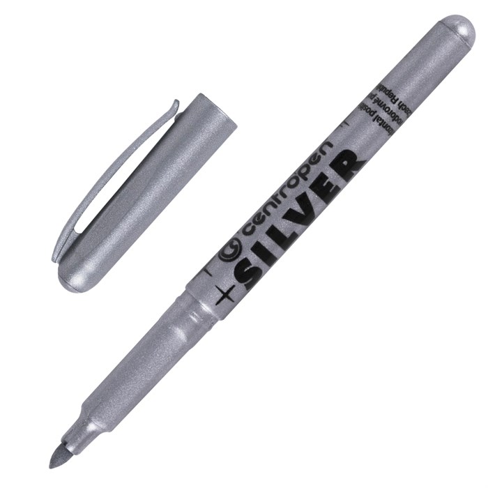 Маркер для декорирования СЕРЕБРЯНЫЙ CENTROPEN, круглый наконечник, 1,5-3 мм, 2690, 6 2690 0194 150321
