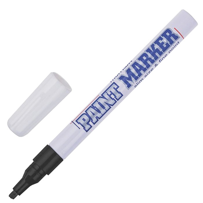 Маркер-краска лаковый (paint marker) MUNHWA "Slim", 2 мм, ЧЕРНЫЙ, нитро-основа, алюминиевый корпус, SPM-01 151469