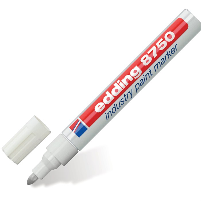 Маркер-краска лаковый (paint marker) EDDING "8750", БЕЛЫЙ, 2-4 мм, круглый наконечник, алюминиевый корпус, E-8750/49 150599