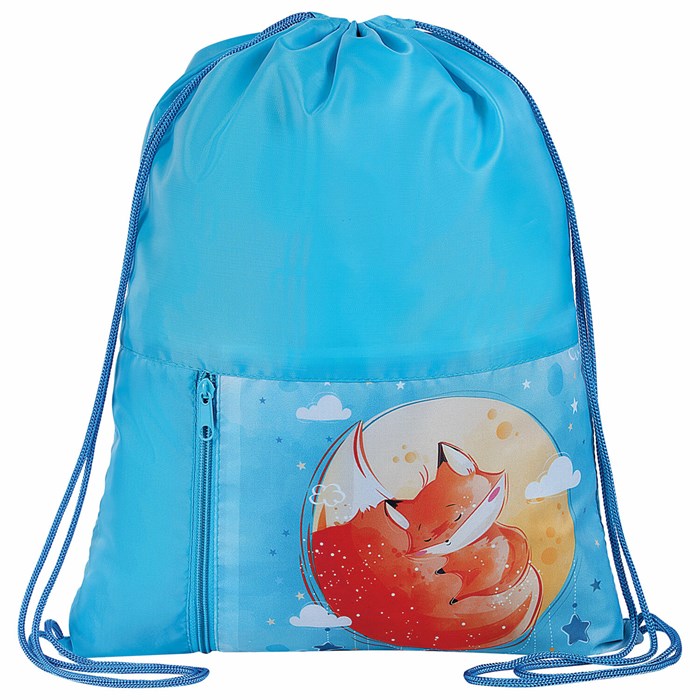 Мешок для обуви ЮНЛАНДИЯ, карман на молнии, 33х42 см, "Moon fox", 271054 271054