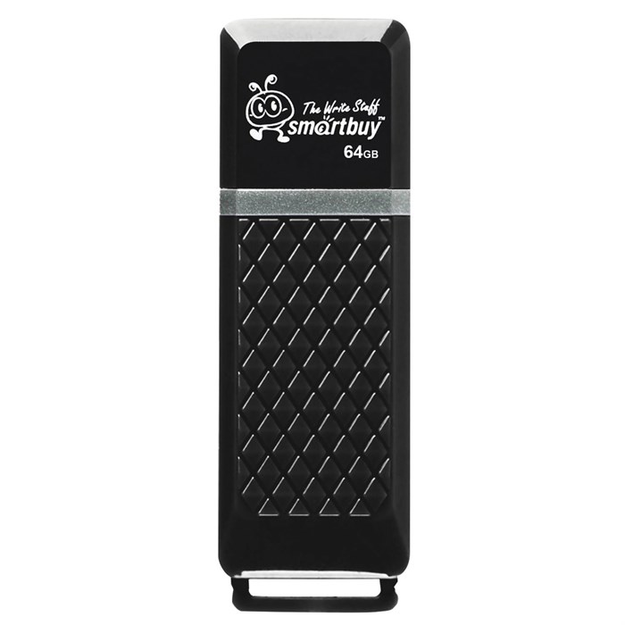 Флеш-диск 64 GB SMARTBUY Quartz USB 2.0, черный, SB64GBQZ-K 513055