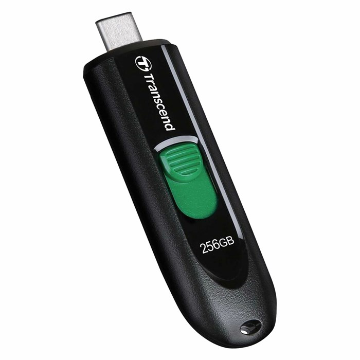 Флеш-диск 256GB TRANSCEND JetFlash 790C, разъем USB Type-С, черный/зеленый, TS256GJF790C 513651