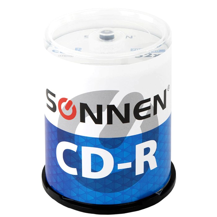 Диски CD-R SONNEN, 700 Mb, 52x, Cake Box (упаковка на шпиле) КОМПЛЕКТ 100 шт., 513533 513533