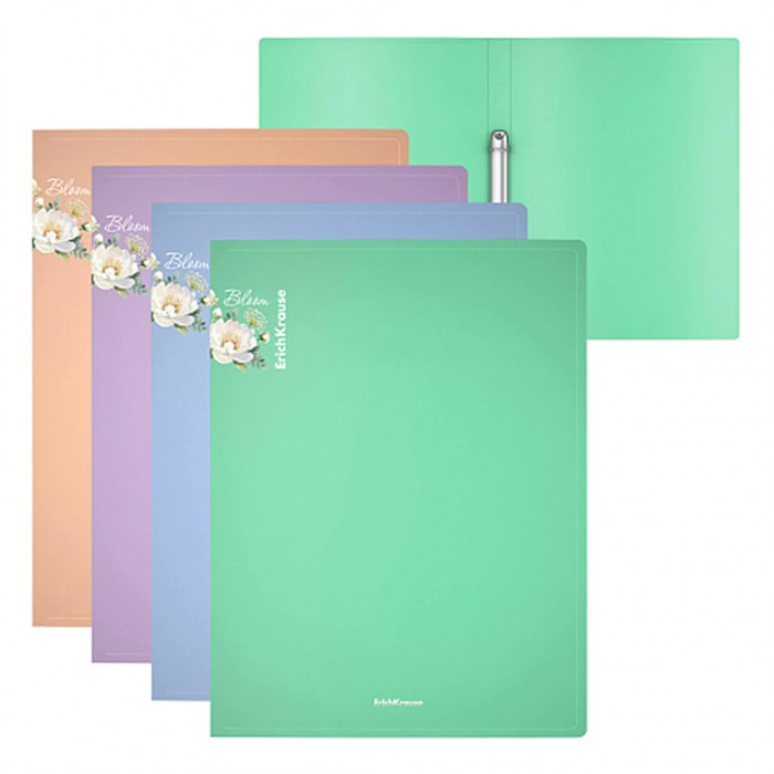 Папка на 2 кольцах ERICH KRAUSE "Matt Pastel Bloom", 24 мм, до 150 л., ассорти, 0,6 мм, 61184 272937