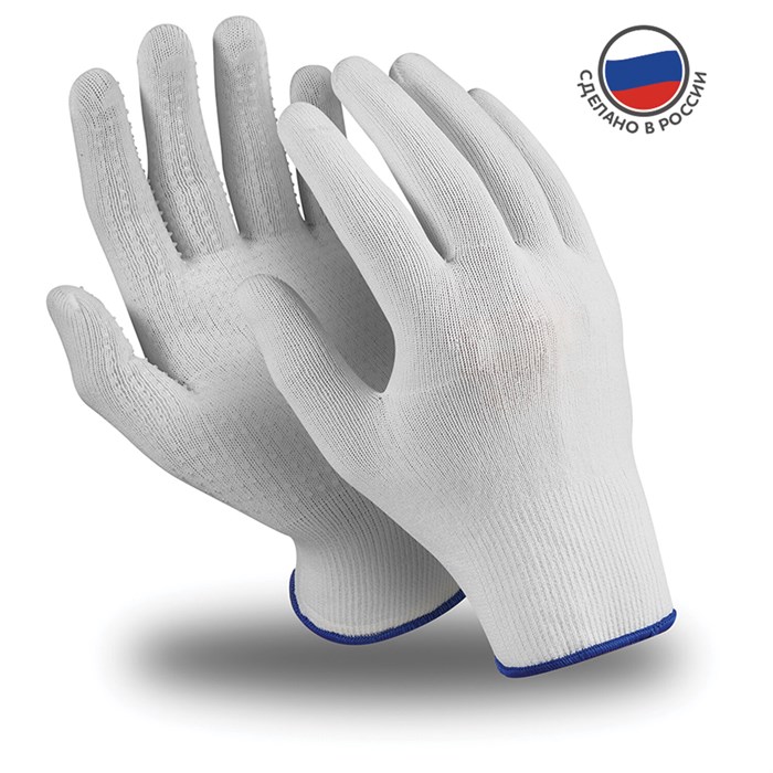 Перчатки нейлоновые MANIPULA Микрон, ПВХ-покрытие, КОМПЛЕКТ 10 пар, р-р 8 (M), белые, TNG-27/MG-111 608561