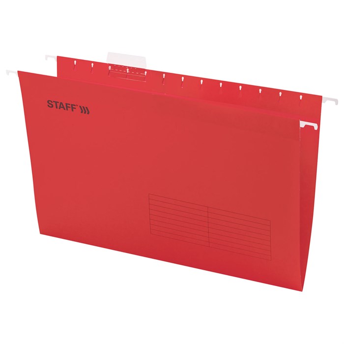 Подвесные папки A4/Foolscap (404х240 мм) до 80 л., КОМПЛЕКТ 10 шт., красные, картон, STAFF, 270936 270936