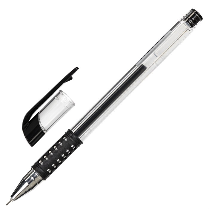 Ручка гелевая с грипом STAFF "Basic Needle" GP-679, ЧЕРНАЯ, игольчатый узел 0,5 мм, линия письма 0,35 мм, 143679 143679