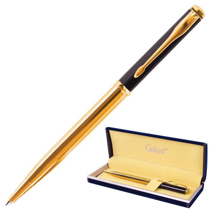 Ручка подарочная шариковая GALANT "ARROW GOLD", корпус черный/золотистый, детали золотистые, узел 0,7 мм, синяя, 143523 143523
