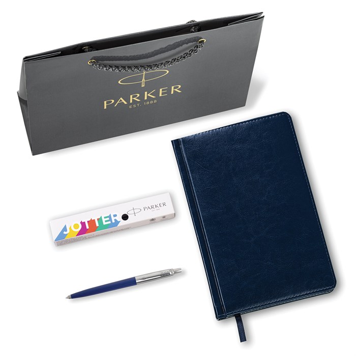 Ручка шариковая PARKER "Jotter Plastic CT", корпус синий, ежедневник А5 синий, пакет, 880896 880896