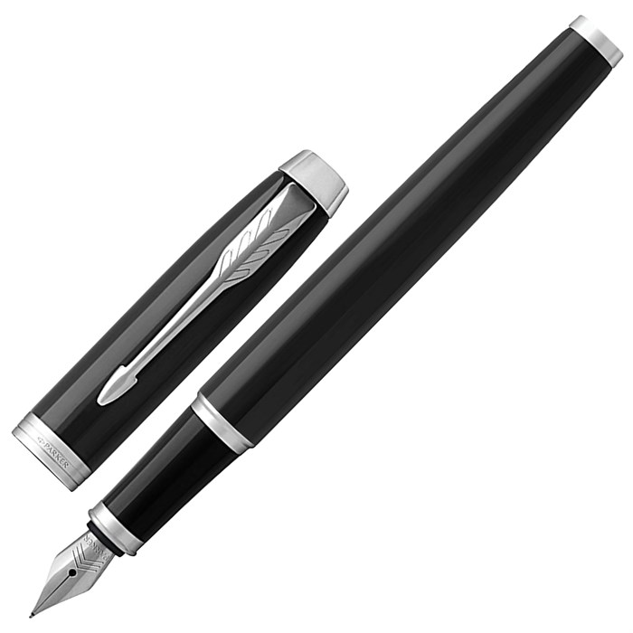 Ручка перьевая PARKER "IM Core Black Lacquer CT", корпус черный глянцевый лак, хромированные детали, синяя, 1931644 142528