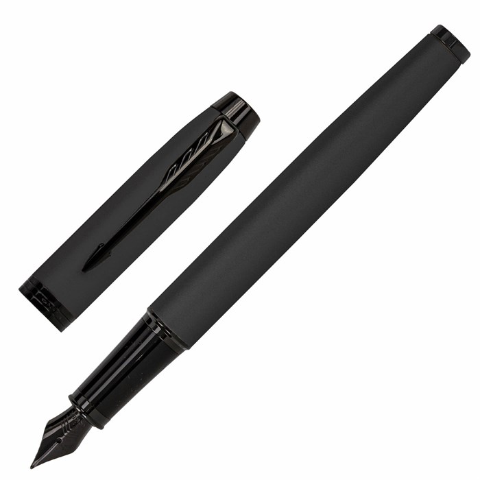 Ручка перьевая PARKER "IM Achromatic Black BT", черный матовый, нержавеющая сталь, синяя, 2127741 143767