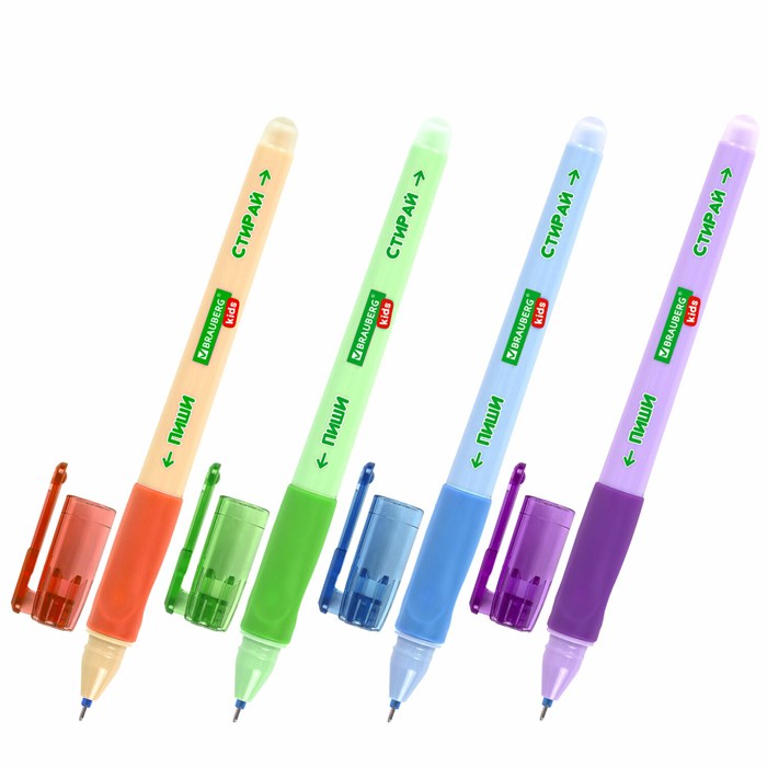 Ручка стираемая гелевая с эргономичным грипом BRAUBERG KIDS "RESTART COLOR", СИНЯЯ, игольчатый пишущий узел 0,5 мм, линия 0,35 мм, 144097 144097