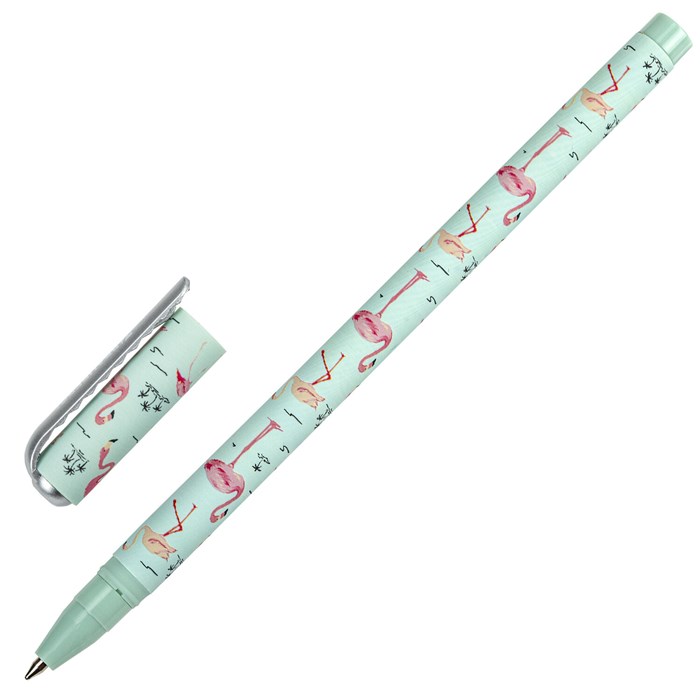 Ручка шариковая BRAUBERG SOFT TOUCH STICK "FLAMINGO", СИНЯЯ, мягкое покрытие, узел 0,7 мм, 143705 143705