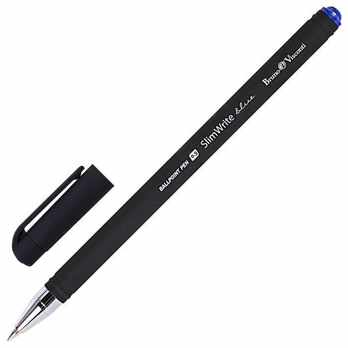 Ручка шариковая BRUNO VISCONTI "SlimWrite", "Black", СИНЯЯ, корпус черный, узел 0,5 мм, линия письма 0,3 мм, 20-0009 142911