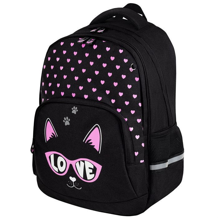 Рюкзак BRAUBERG SOFT, 2 отделения, 3 кармана, "Cool cat", СВЕТЯЩИЙСЯ, 40х31х15 см, 273118 273118