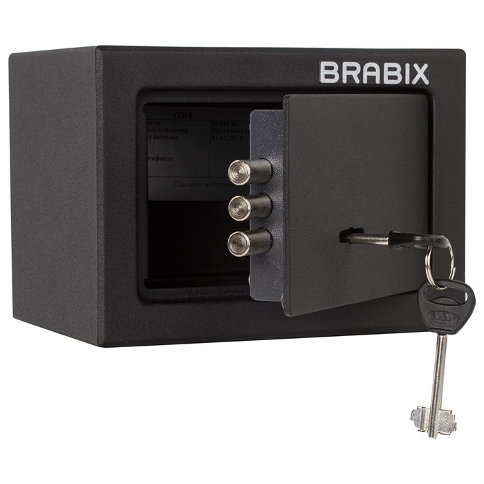 Сейф мебельный BRABIX "SF-140KL", 140х195х140 мм, ключевой замок, черный, 291140, S103BR210114 291140