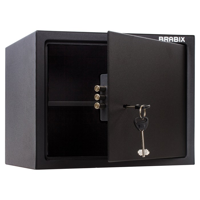 Сейф мебельный BRABIX "SF-280KL", 280х350х300 мм, ключевой замок, черный, 291148, S103BR212314 291148