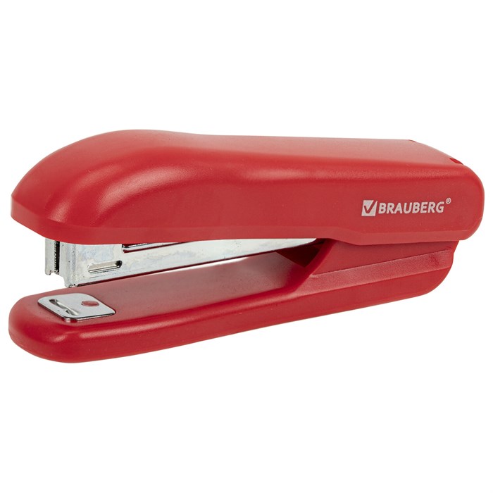 степлeр №10 BRAUBERG "SX-19", до 12 листов, с антистеплeром, красный, 228589 228589