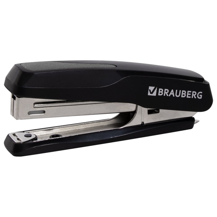 степлeр №10 BRAUBERG "Extra", до 20 листов, антистеплeр, черно-серый, 229080 229080
