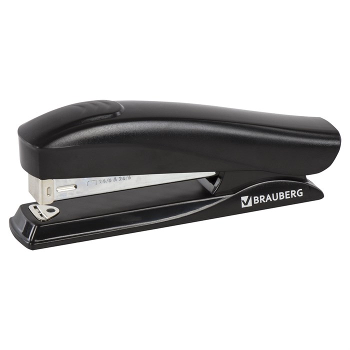 степлeр №24/6, 26/6 BRAUBERG "ST-100", до 20 листов, черный, 224345 224345