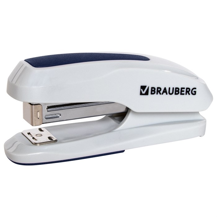 степлeр №24/6, 26/6 BRAUBERG "Extra", до 30 листов, серо-синий, 229087 229087
