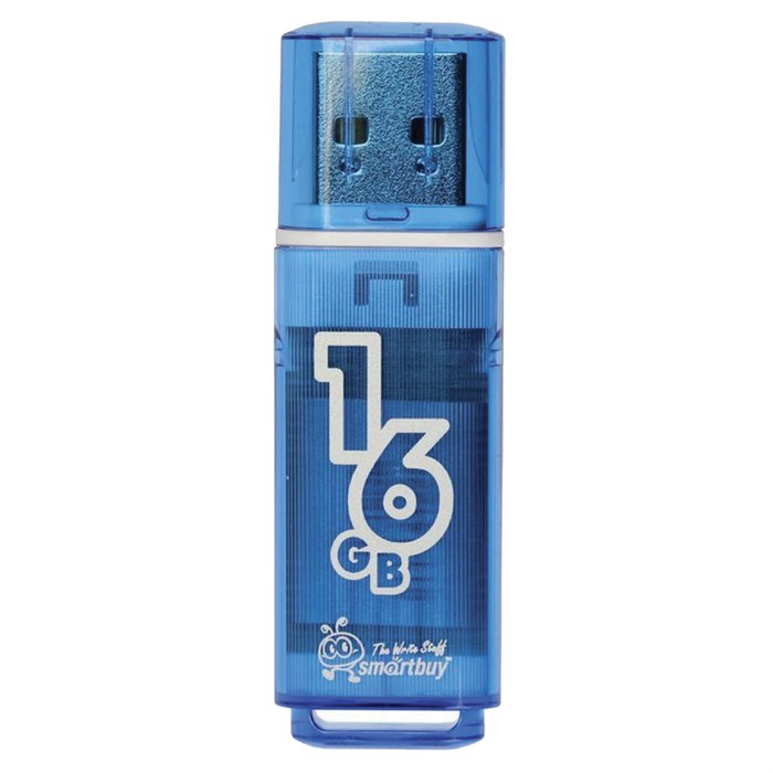 Флеш-диск 16 GB, SMARTBUY Glossy, USB 2.0, синий, SB16GBGS-B 512191 - фото 52636