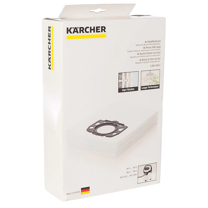 Мешки для сбора пыли KARCHER, комплект 4 шт., из нетканого материала, для пылесосов WD 4/5/6, 2.863-006.0 451520