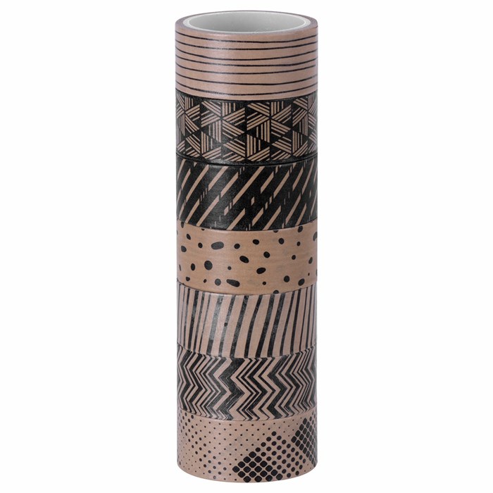 Клейкие WASHI-ленты для декора КОФЕЙНЫЕ ЦВЕТА, 15 мм х 3 м, 7 цветов, рисовая бумага, ОСТРОВ СОКРОВИЩ, 661706 661706