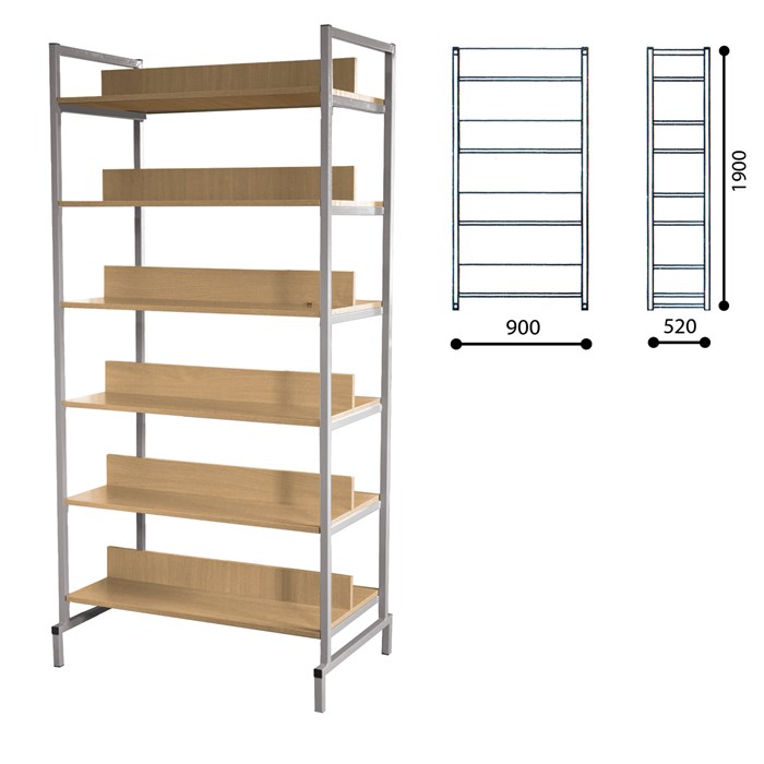 Стеллаж на металлокаркасе двухсторонний 1900х900х520 мм, серый каркас, 6 полок ЛДСП бук 531374 - фото 53769