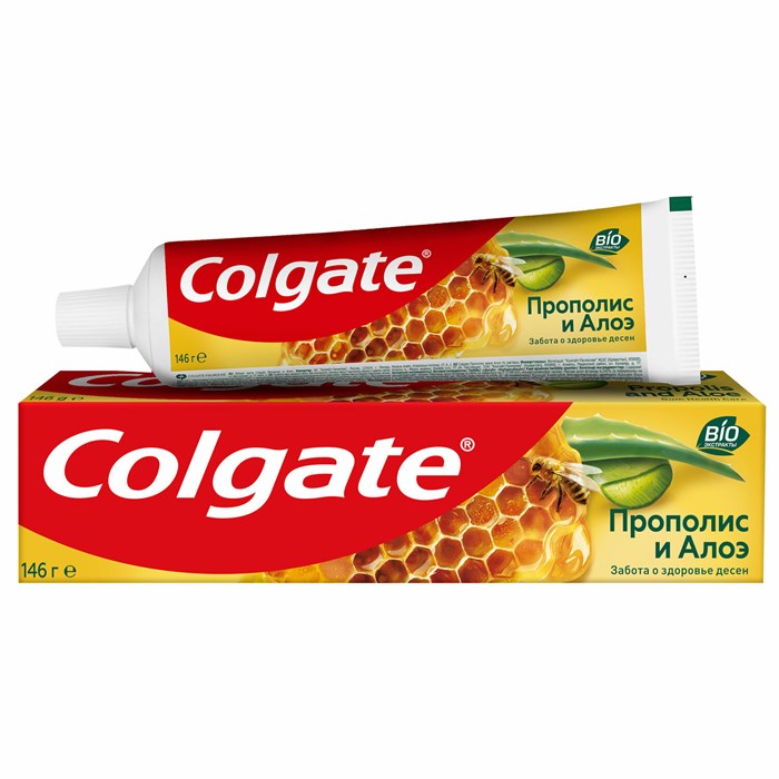 Зубная паста 100 мл COLGATE "Прополис и алоэ", забота о деснах, с фторидом и кальцием, 7891024131411 609055