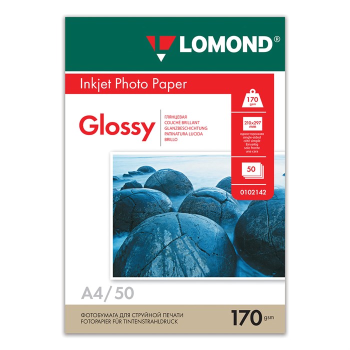 Фотобумага глянцевая, А4, 170 г/м2, односторонняя, 50 листов, LOMOND, 0102142 361578