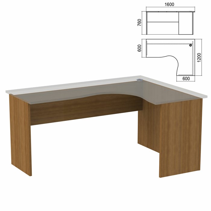 Стол компактный ЧАСТЬ 2 "Арго", 1600х1200х760 мм, правый, орех 641327 - фото 54227