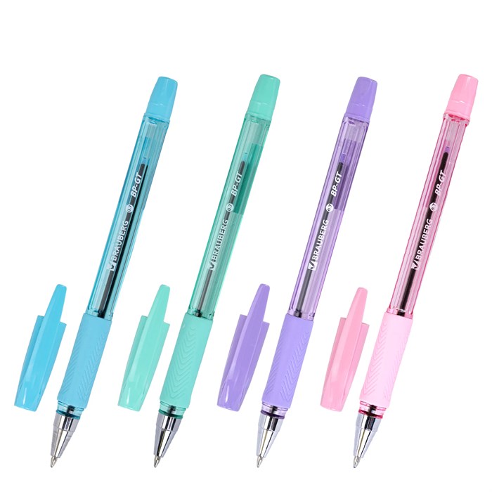 Ручка шариковая BRAUBERG BP-GT PASTEL, СИНЯЯ, корпус ассорти, пишущий узел 0,7 мм, линия письма 0,35 мм, 144503 144503