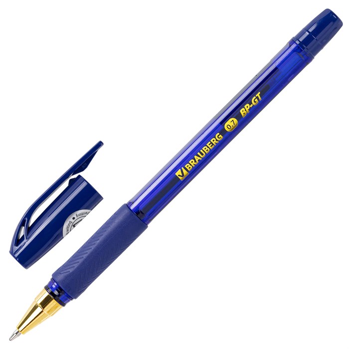 Ручка шариковая BRAUBERG BP-GT GLD BLUE, СИНЯЯ, корпус тонированный, пишущий узел 0,7 мм, линия письма 0,35 мм, 144505 144505