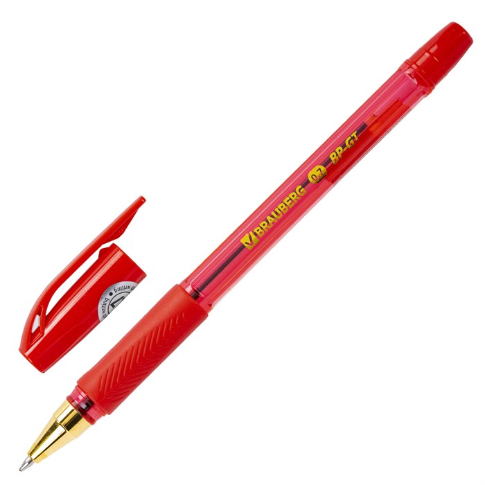 Ручка шариковая BRAUBERG BP-GT GLD RED, КРАСНАЯ, корпус тонированный, пишущий узел 0,7 мм, линия письма 0,35 мм, 144506 144506