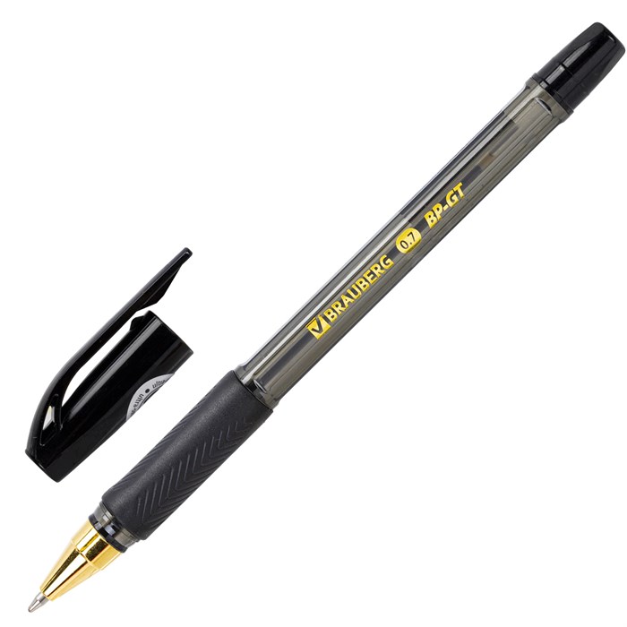 Ручка шариковая BRAUBERG BP-GT GLD BLACK, ЧЕРНАЯ, корпус тонированный, пишущий узел 0,7 мм, линия письма 0,35 мм, 144507 144507