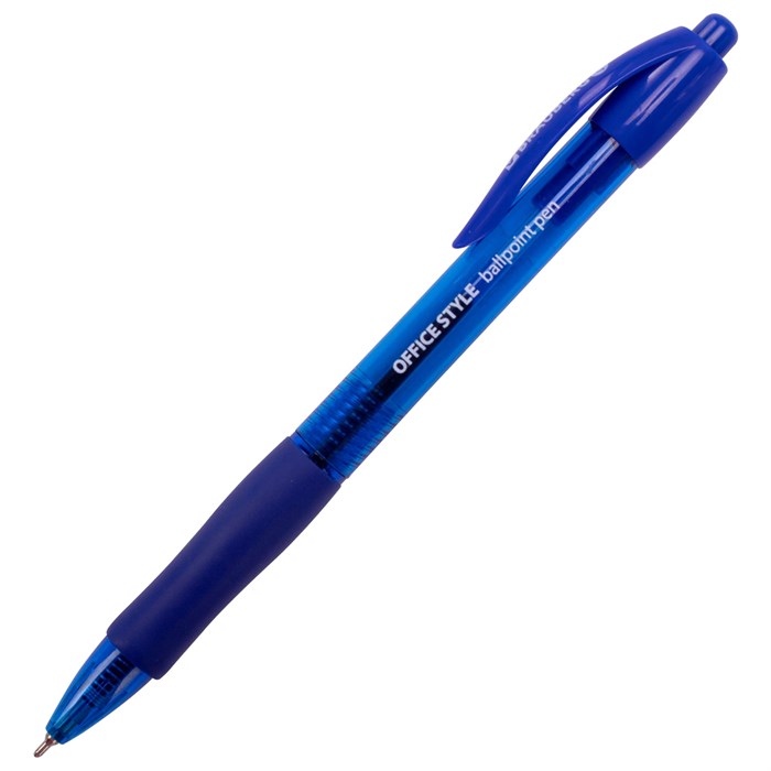 Ручка шариковая автоматическая с грипом BRAUBERG "OFFICE STYLE", СИНЯЯ, пишущий узел 0,7 мм, линия письма 0,35 мм, 144493 144493