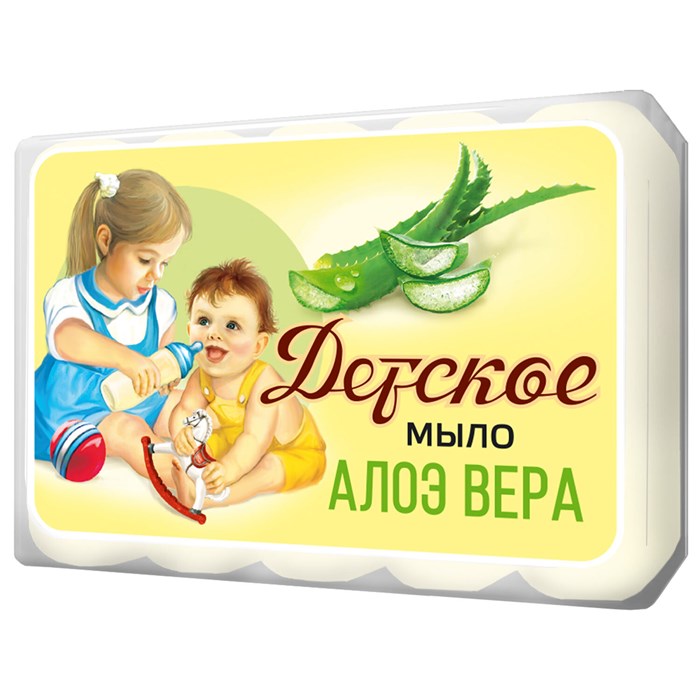 Мыло туалетное 375 г, ДЕТСКОЕ "Алоэ вера" КОМПЛЕКТ 5 шт. х 75 г 702646