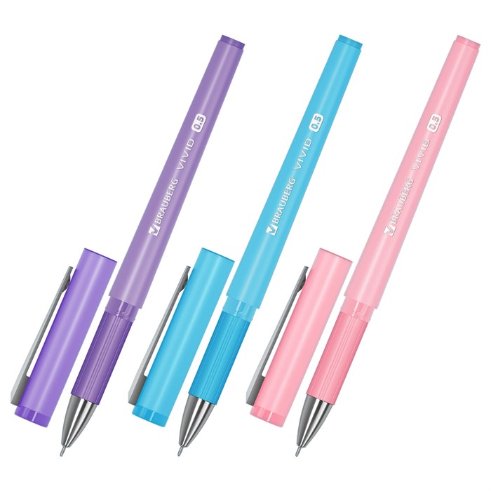 Ручка гелевая с грипом BRAUBERG "VIVID PASTEL", СИНЯЯ, корпус ассорти, игольчатый узел 0,5 мм, линия письма 0,35 мм, 144539 144539