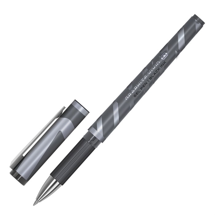Ручка гелевая с грипом BRAUBERG "GRAPHITE VIVID", ЧЕРНАЯ, пишущий узел 0,5 мм, линия письма 0,35 мм, 144542 144542