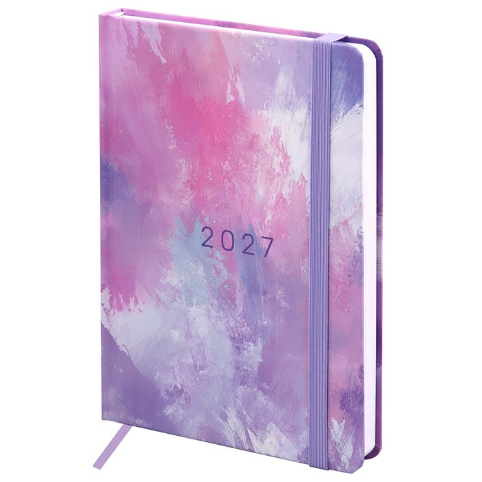 Ежедневник датированный 2027 с резинкой, 145х203 мм, А5, BRAUBERG, твердый, "Pastel", 117832 117832