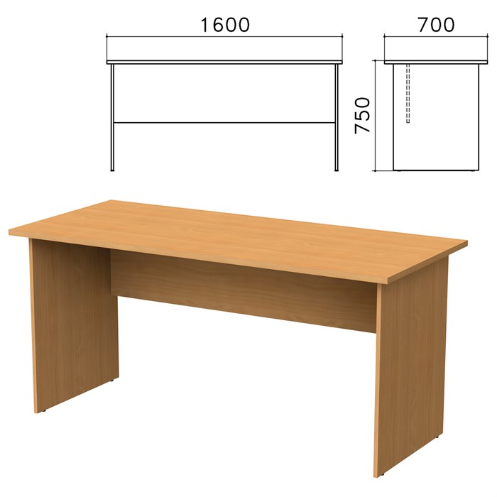 Стол письменный Монолит, 1600х700х750 мм, цвет бук бавария, СМ3.1 640092 - фото 56122