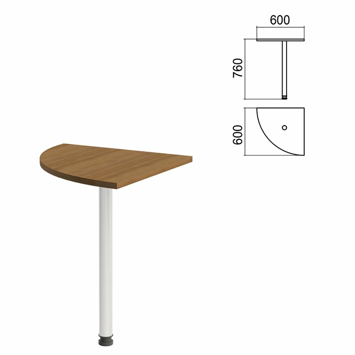 Стол приставной угловой Арго, 600х600х760 мм, орех/опора хром (КОМПЛЕКТ) 981478 - фото 56202