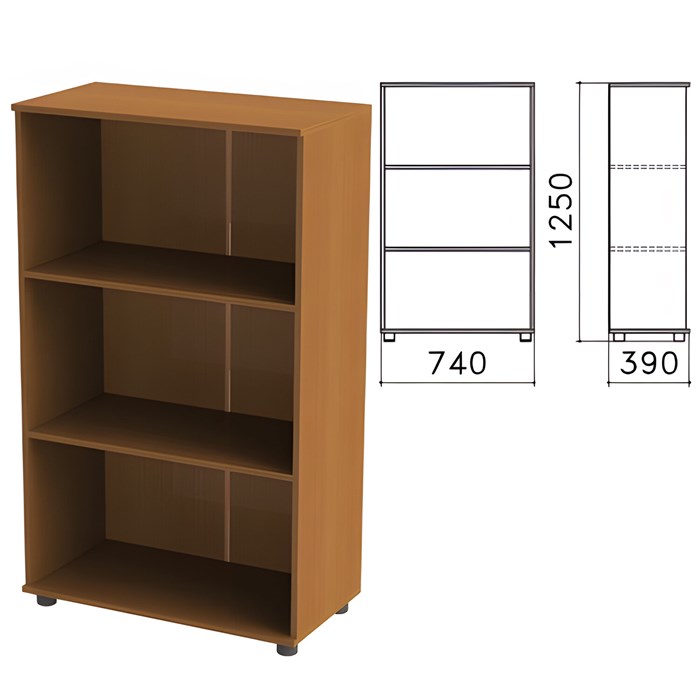 Шкаф (стеллаж) Монолит, 740х390х1250 мм, 2 полки, цвет орех гварнери 640204 - фото 56268